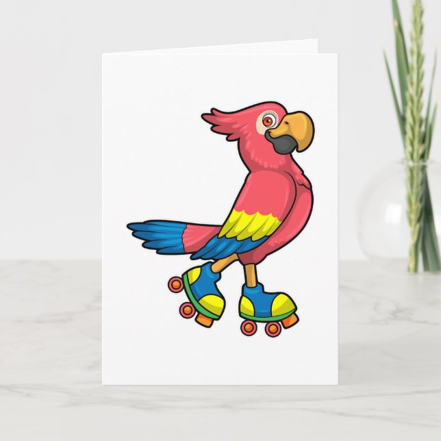 Papagei als Skater mit Roller-Skaten Karte (Vorderseite)