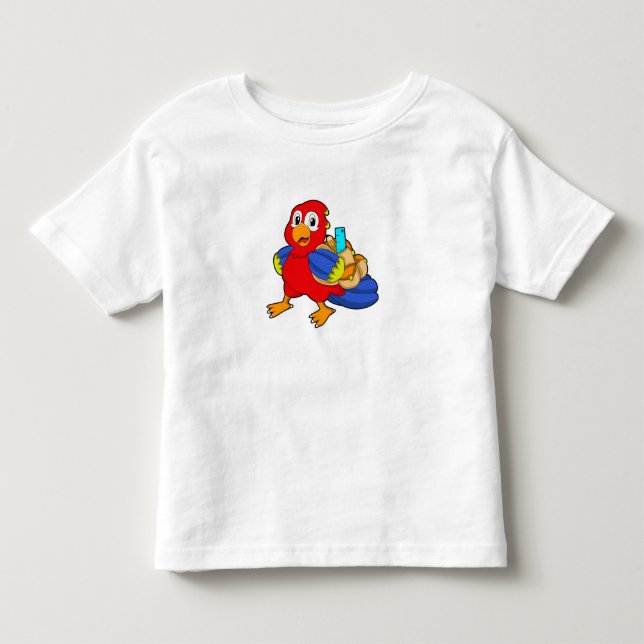 Papagei als Student mit Rucksack Kleinkind T-shirt (Vorderseite)