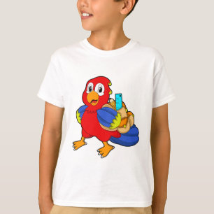 Papagei als Student mit Rucksack T-Shirt