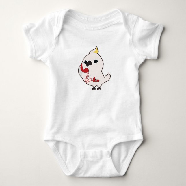 Papagei am Telefon mit Telefonhörer Baby Strampler (Vorderseite)