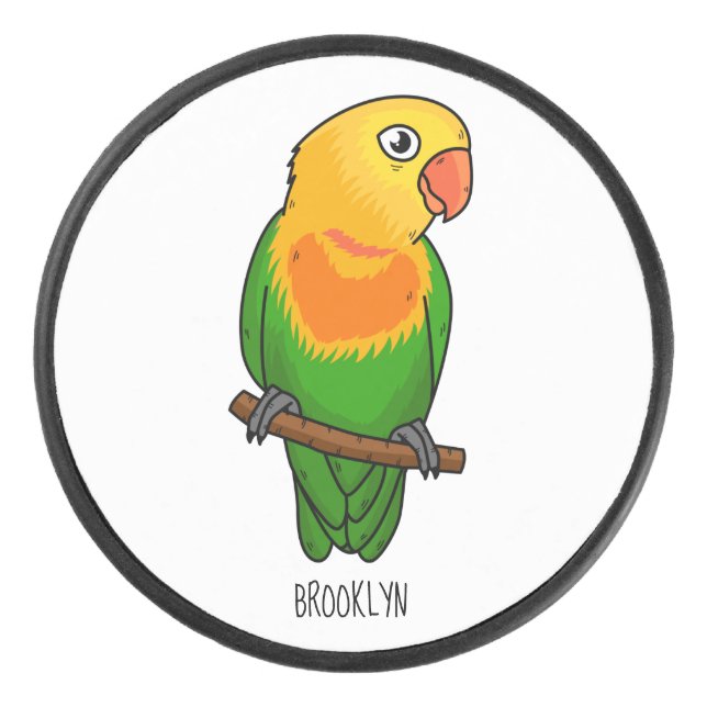 Papagei aus niedlichem Cartoon Eishockey Puck (Vorderseite)