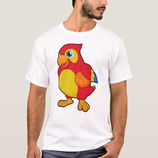 Papagei beim Basketballsport T-Shirt (Vorderseite)