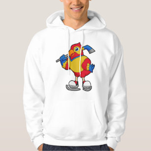 Papagei beim Eishockey mit Eishockeystick Hoodie