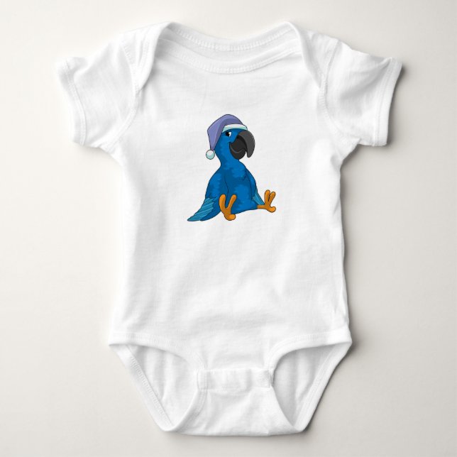 Papagei beim Schlafen mit Nachtmütze Baby Strampler (Vorderseite)