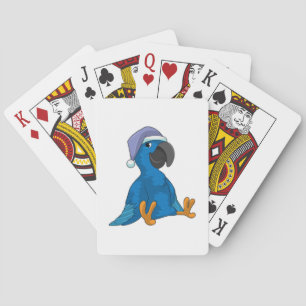 Papagei beim Schlafen mit Nachtmütze Spielkarten