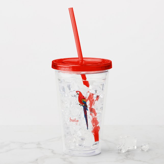 Papagei-Cartoon Acryltrinkbecher (Vorderseite Ice)