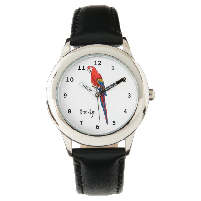Papagei-Cartoon Armbanduhr (Vorderseite)