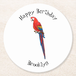 Papagei-Cartoon Runder Pappuntersetzer