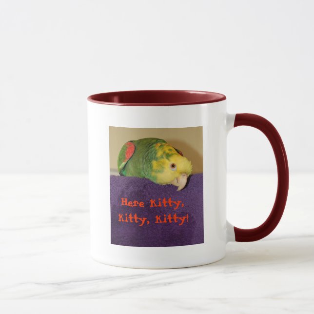 Papagei, der Miezekatze nennt! Tasse (Rechts)