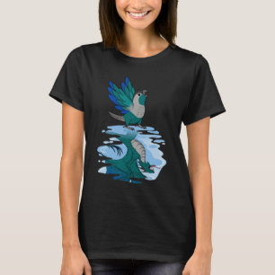 Papagei & Drache Reflexion I Türkis Grünwangensitt T-Shirt
