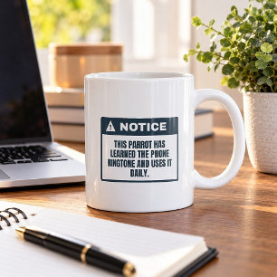 Papagei hat den Klingelton gelernt Lustiger Kaffee Kaffeetasse