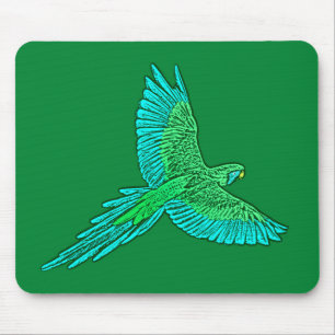 Papagei im Flug, Jade Green und Türkis Mousepad