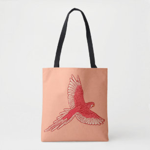 Papagei im Flug, Korallenorange und Creme Tasche