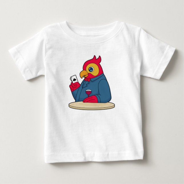 Papagei im Poker mit Poker-Karten Baby T-shirt (Vorderseite)