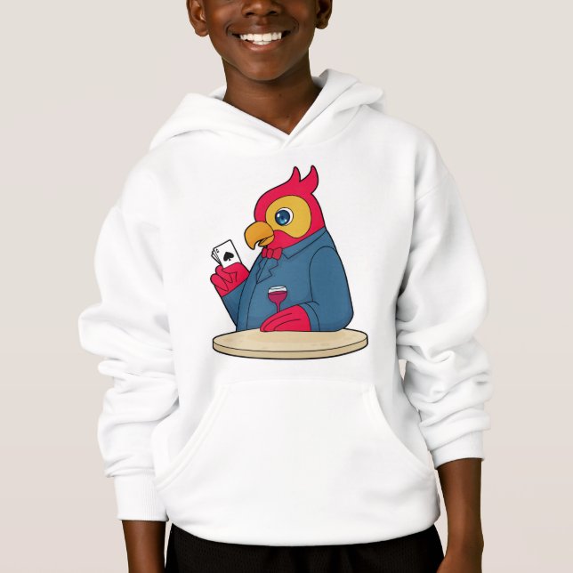 Papagei im Poker mit Poker-Karten Hoodie (Vorderseite)