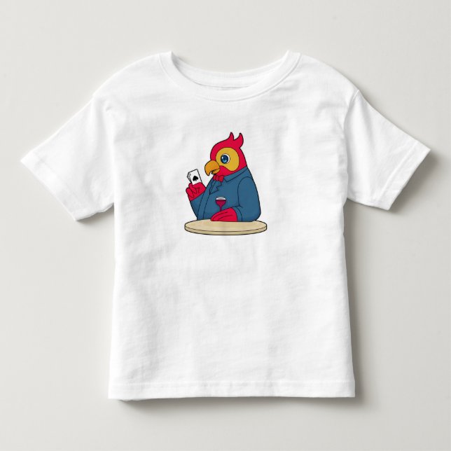 Papagei im Poker mit Poker-Karten Kleinkind T-shirt (Vorderseite)