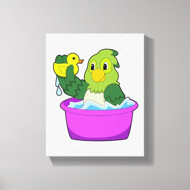 Papagei in der Badewanne mit Duck Leinwanddruck (Vorderseite)