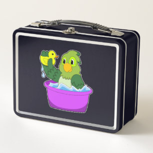 Papagei in der Badewanne mit Duck Metall Brotdose