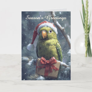 Papagei in der Weihnachtsmannmütze Weihnachtskarte Karte