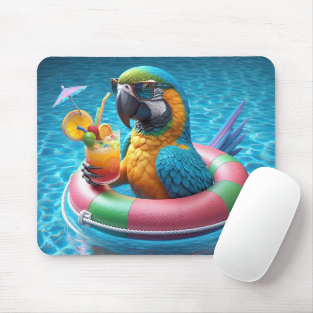 Papagei in einem Pool Mousepad (Mit Mouse)