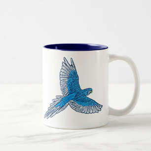 Papagei in Flug, Kobalt Blau und Marine Zweifarbige Tasse