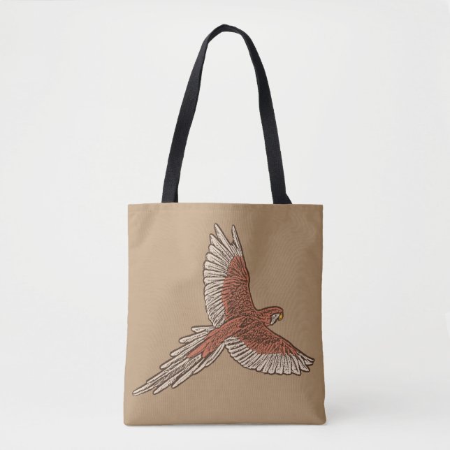 Papagei in Flug, Rost, Creme und Camel Tan Tasche (Vorderseite)