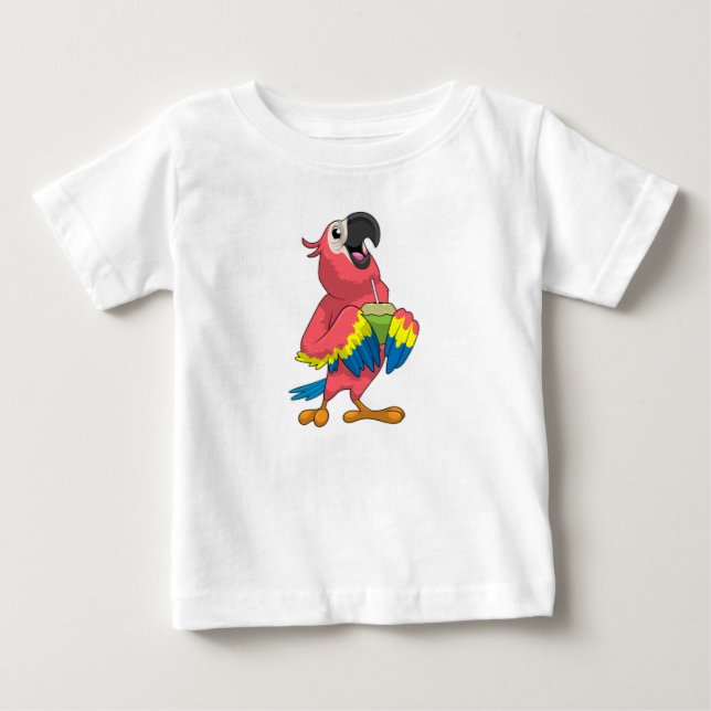 Papagei & Kokosnuss mit Trinkstroh Baby T-shirt (Vorderseite)