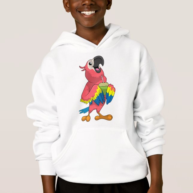 Papagei & Kokosnuss mit Trinkstroh Hoodie (Vorderseite)
