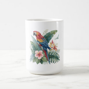 Papagei mit Blumen Kaffeetasse