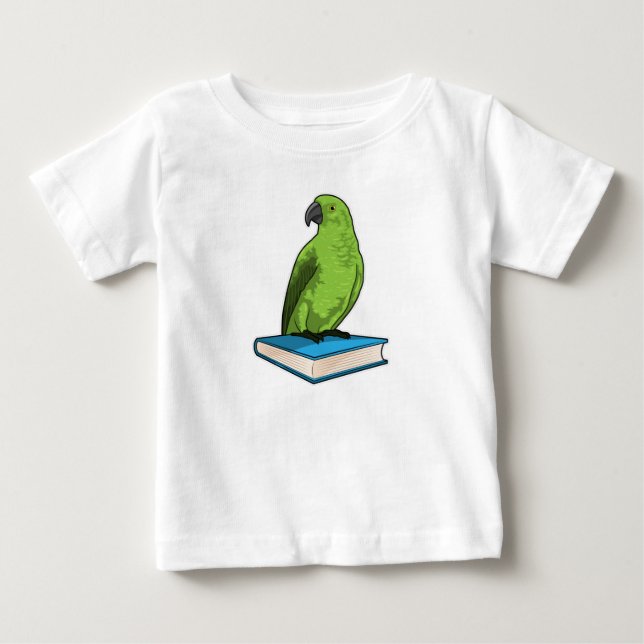 Papagei mit Buch Baby T-shirt (Vorderseite)
