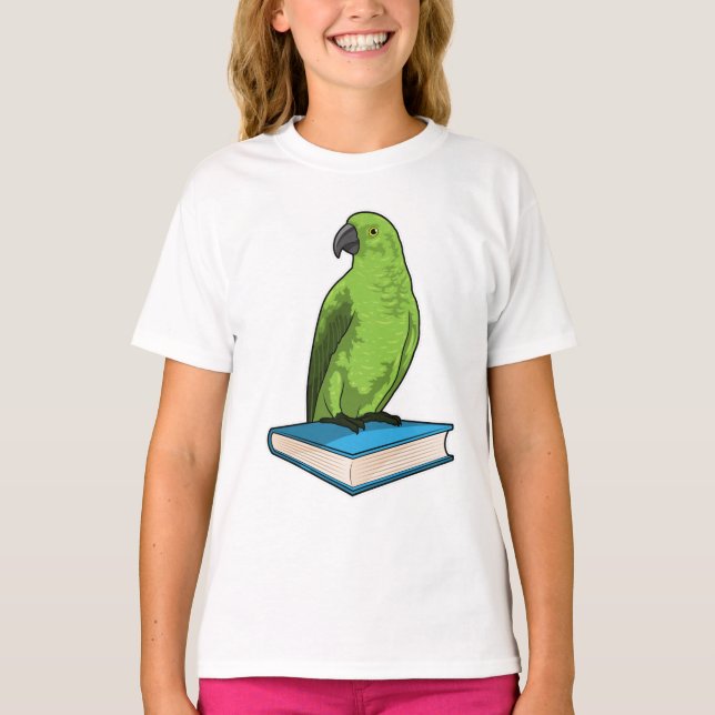 Papagei mit Buch T-Shirt (Vorderseite)