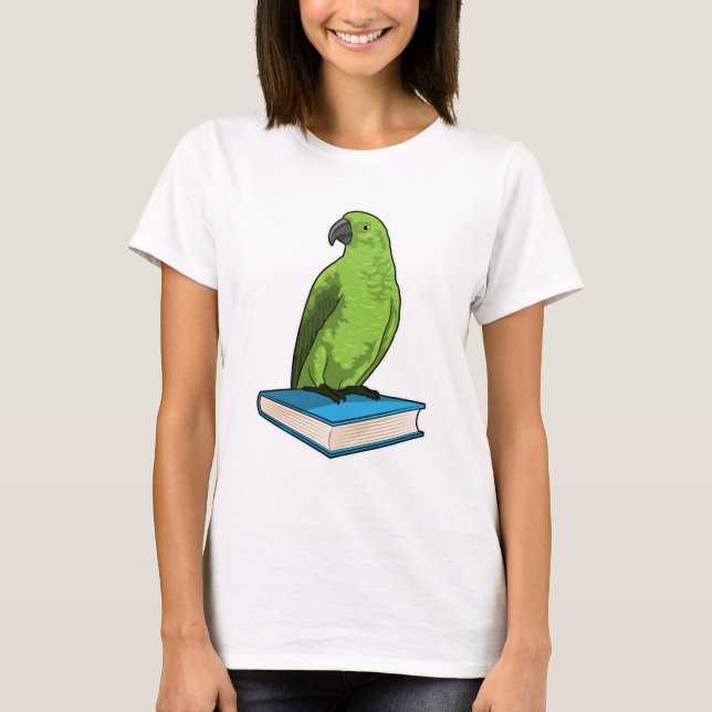 Papagei mit Buch T-Shirt (Vorderseite)