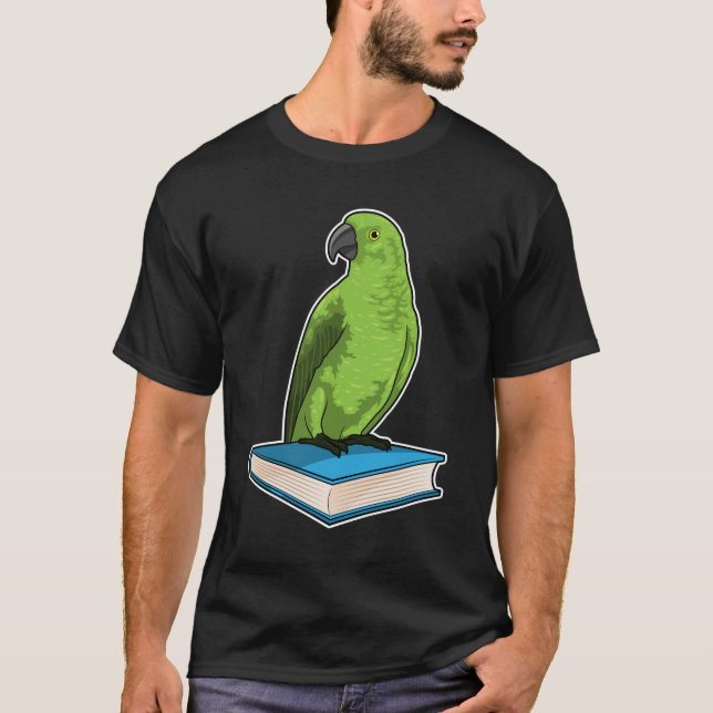 Papagei mit Buch T-Shirt (Vorderseite)