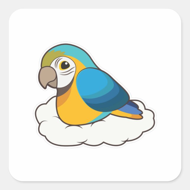 Papagei mit Cloud Quadratischer Aufkleber (Vorderseite)