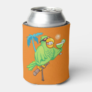 Papagei mit Cocktail Dosenkühler