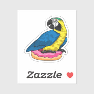 Papagei mit Donut Aufkleber