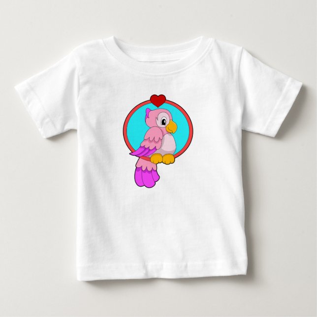 Papagei mit Herz Baby T-shirt (Vorderseite)