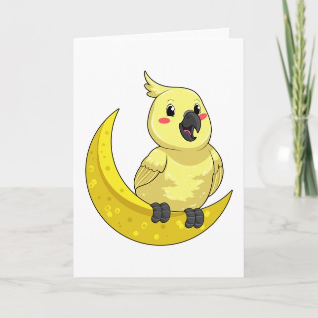 Papagei mit Mond Karte (Vorderseite)