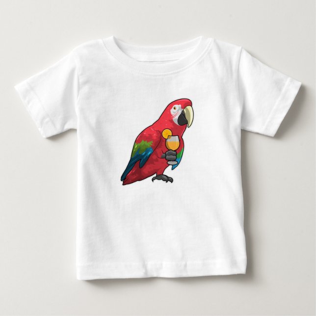 Papagei mit Orangensaftglas Baby T-shirt (Vorderseite)