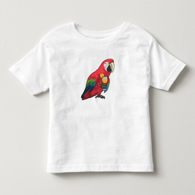 Papagei mit Orangensaftglas Kleinkind T-shirt (Vorderseite)