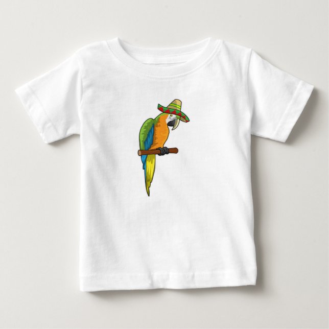 Papagei mit Strohhut Baby T-shirt (Vorderseite)