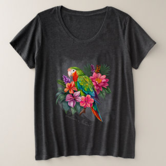 Papagei mit tropischen Blume - die Natur einnehmen Große Größe T-Shirt