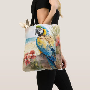 Papagei mit tropischen Blume Tasche