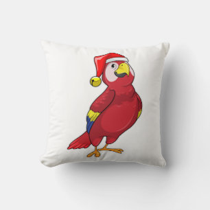 Papagei mit Weihnachtsmannmütze Kissen