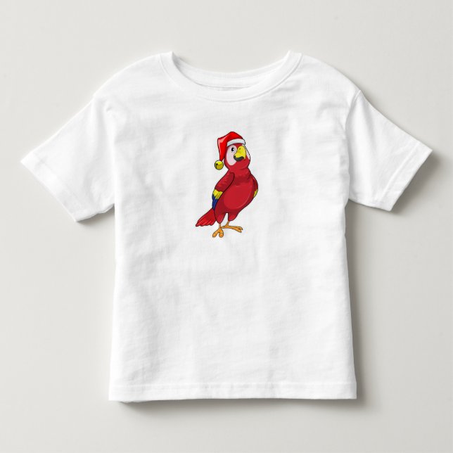 Papagei mit Weihnachtsmannmütze Kleinkind T-shirt (Vorderseite)