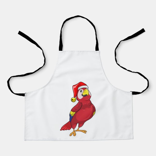 Papagei mit Weihnachtsmannmütze Schürze (Vorderseite)