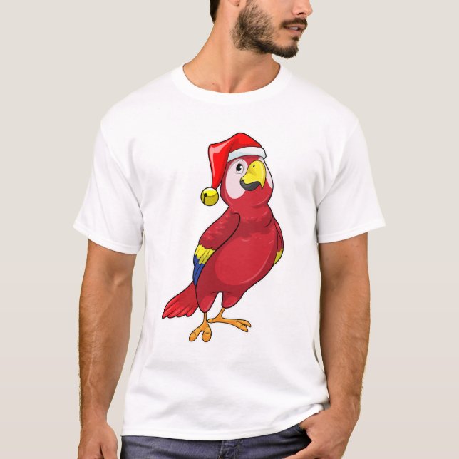 Papagei mit Weihnachtsmannmütze T-Shirt (Vorderseite)