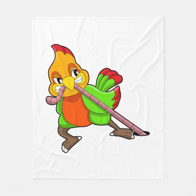 Papagei mit Wurm Fleecedecke (Vorderseite)