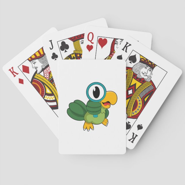 Papagei mit Zierglas Spielkarten (Rückseite)