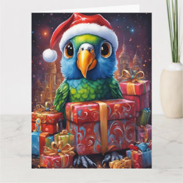 Papagei mitten in den Weihnachtsgeschenken Karte